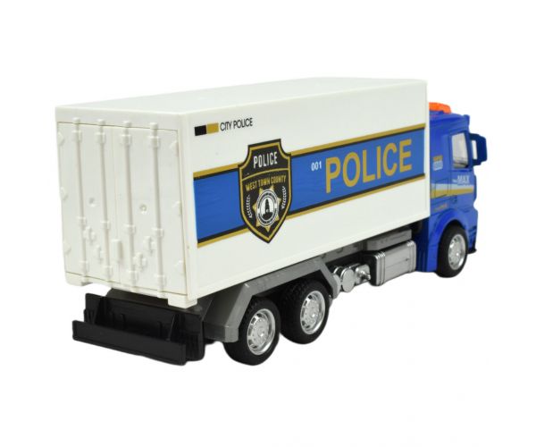 Police Set: Lendkerekes rendőrségi teherautó fénnyel és hanggal többféle változatban 19cm 1db