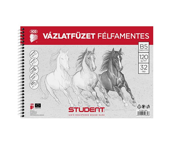 Student Spirál félfamentes vázlatfüzet B/5
