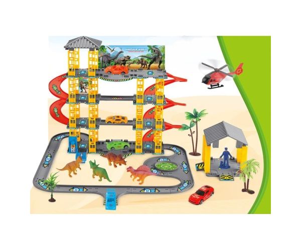 Emeletes parkolóház dinoszauruszokkal