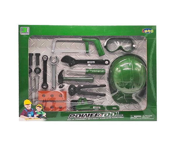 PowerTool szerszámos szett munkavédelmi sisakkal