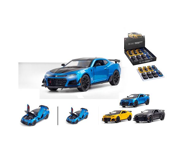 Pull Back Prémium hátrahúzható Camaro játékautó nyitható ajtókkal 1/24 többféle változatban 1db