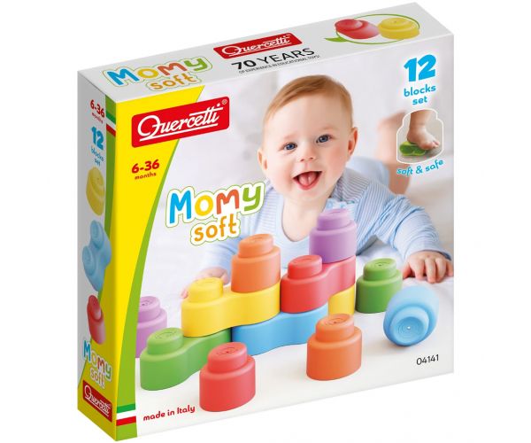 Quercetti: Momy Soft 12 db-os puha építőkocka szett