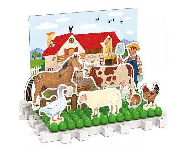Quercetti: Montessori Farm és erdő pötyi 3db-os játékszett
