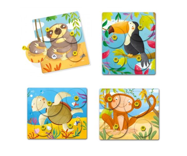 Quercetti: Montessori Giro 4db-os állatos puzzle szett