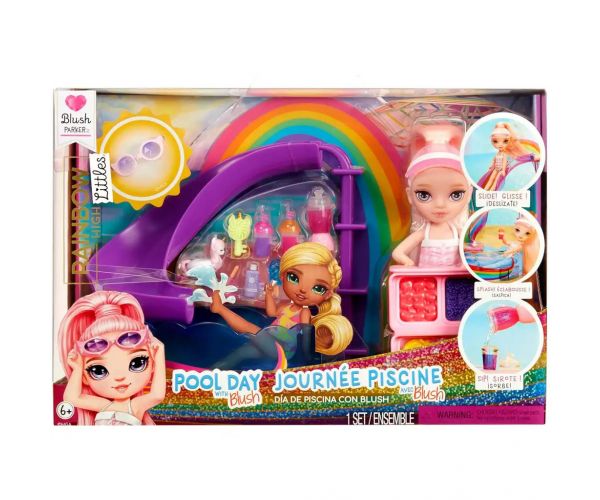 Rainbow High: Medencés parti játékszett Blush Parker babával