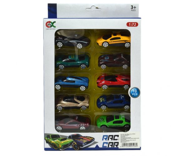 Racing Car: 10 db-os versenyautó szett 6cm 1/72