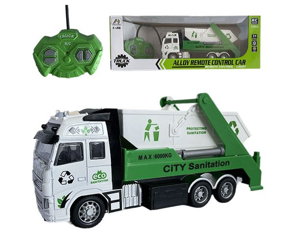 RC Távirányítós hulladék vagy konténer szállító teherautó fénnyel 27MHz 1/36 20cm kétféle változatban