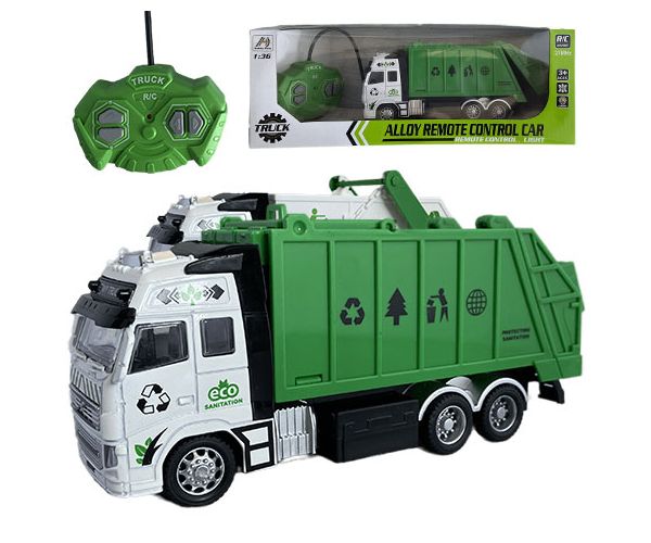 RC Távirányítós hulladék vagy konténer szállító teherautó fénnyel 27MHz 1/36 20cm kétféle változatban