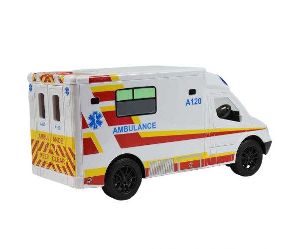 RC Távirányítós fehér Ambulance mentőautó fényeffektekkel 2,4GHz 1/12-es méretarány 30cm