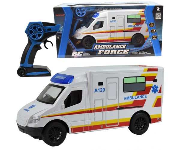 RC Távirányítós fehér Ambulance mentőautó fényeffektekkel 2,4GHz 1/12-es méretarány 30cm