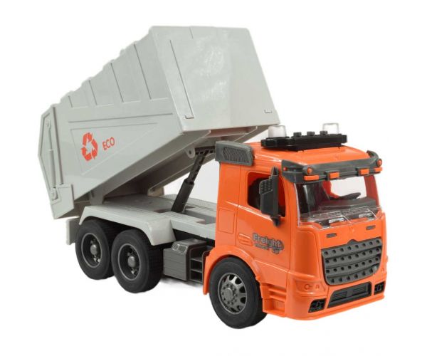 RC Távirányítós ECO szelektív hulladékgyűjtő kamion fény effektekkel 1/14-es méretarány 27MHz 30cm