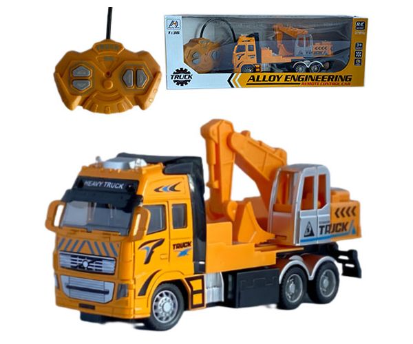 RC Távirányítós építőipari markoló vagy daruskocsi munkagép fénnyel kétféle változatban 27MHz 1/36-os méretarány 20cm