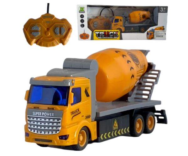 RC Távirányítós betonkeverő mixer fénnyel 1/48-as méretarány 27MHz 20cm