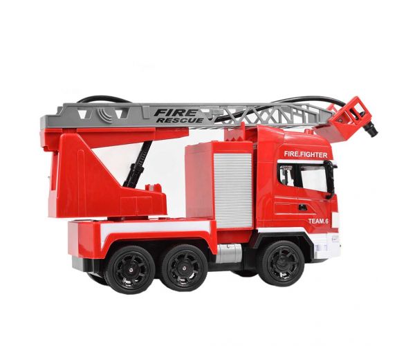 RC Távirányítós emelőkosaras tűzoltóautó vízágyúval 1/24-es méretarány 27 MHz 30cm