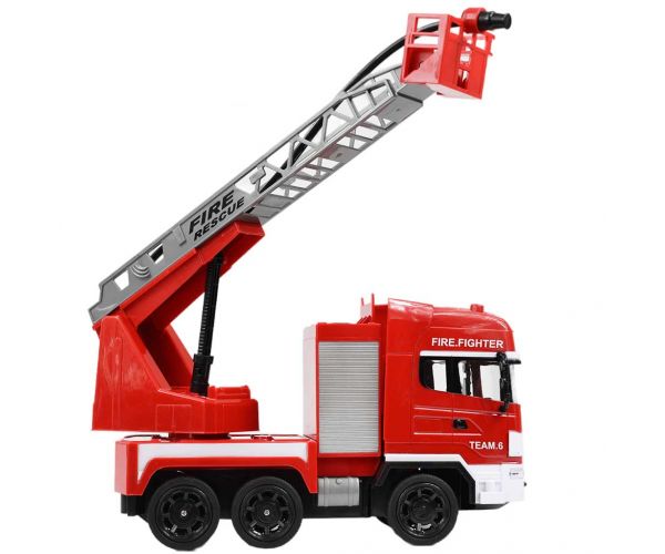 RC Távirányítós emelőkosaras tűzoltóautó vízágyúval 1/24-es méretarány 27 MHz 30cm