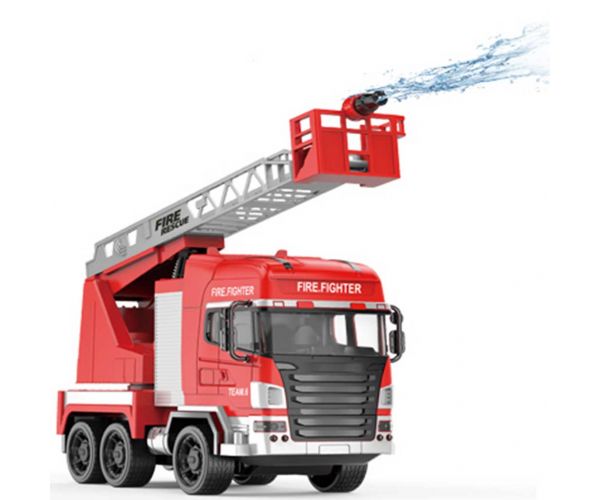 RC Távirányítós emelőkosaras tűzoltóautó vízágyúval 1/24-es méretarány 27 MHz 30cm