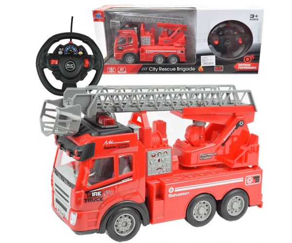 RC Távirányítós emelőkosaras tűzoltóautó fényeffektekkel 1/48-as méretarány 27 MHz 20cm