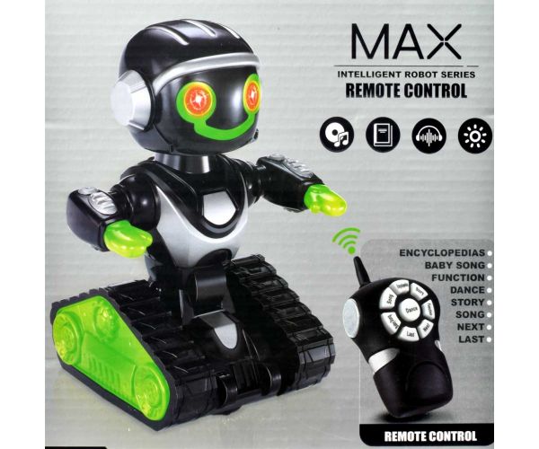 RC Interaktív távirányítós MacroBot fekete-zöld színben fénnyel és hanggal 20cm