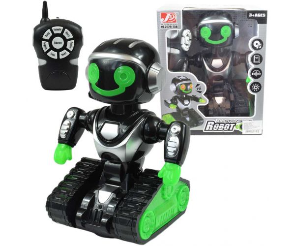 RC Interaktív távirányítós MacroBot fekete-zöld színben fénnyel és hanggal 20cm