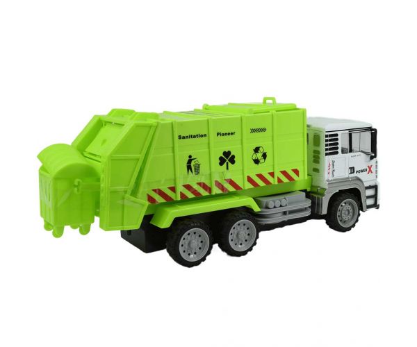 RC Távirányítós fém fülkés konténerszállító kukás teherautó fényeffektekkel 27MHz 1/12-es méretarány 36cm