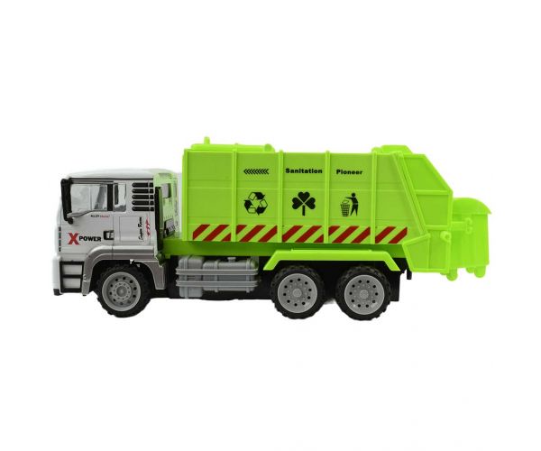 RC Távirányítós fém fülkés konténerszállító kukás teherautó fényeffektekkel 27MHz 1/12-es méretarány 36cm