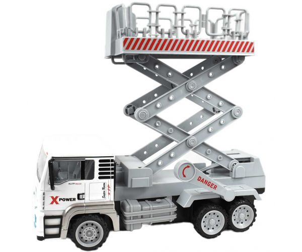 RC Távirányítós fém fülkés emelőkosaras teherautó fényeffektekkel 27MHz 1/12-es méretarány 32cm