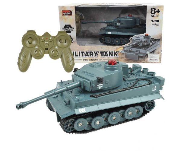 RC Távirányítós Német Tigris tank élethű funkciókkal 1/30-as méretarány 2,4GHz 30cm