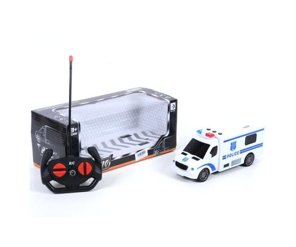 RC Távirányítós rendőr kisbusz fény és hang effektekkel 1/24-es méretarány 20cm
