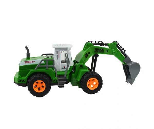 RC Távirányítós markoló munkagép zöld színben fényeffektekkel 1/30-as méretarány 22cm
