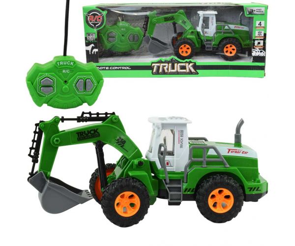 RC Távirányítós markoló munkagép zöld színben fényeffektekkel 1/30-as méretarány 22cm