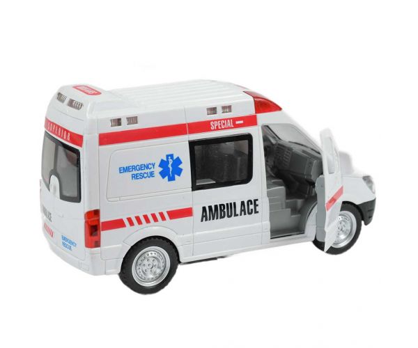 RC Távirányítós mentőautó fényeffektekkel 1/48-as méretarány 27 MHz 23cm