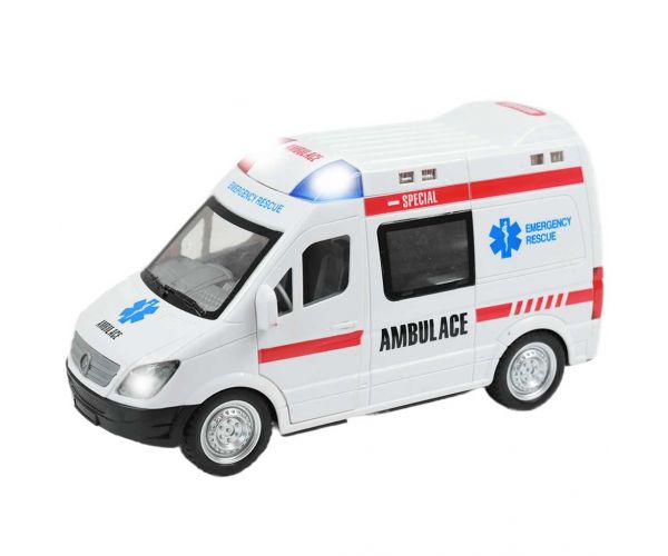 RC Távirányítós mentőautó fényeffektekkel 1/48-as méretarány 27 MHz 23cm