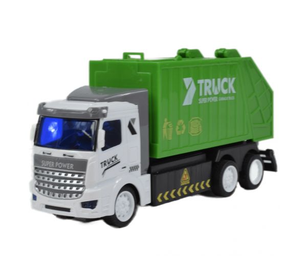 RC Távirányítós hulladékszállító kukás teherautó fénnyel 1/48-as méretarány 27MHz 20cm