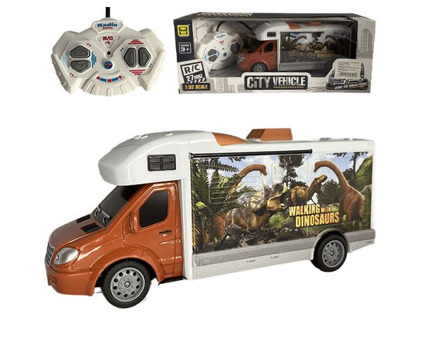 RC Távirányítós Walking with Dinosaurus lakóautó fénnyel 27MHz 1/32-es méretarány 25cm
