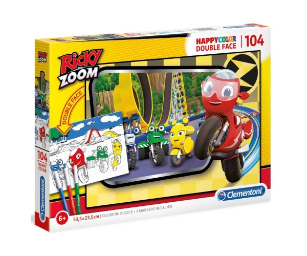 Ricky Zoom Double 2 az 1-ben 104db-os színezhető kétoldalas puzzle - Clementoni