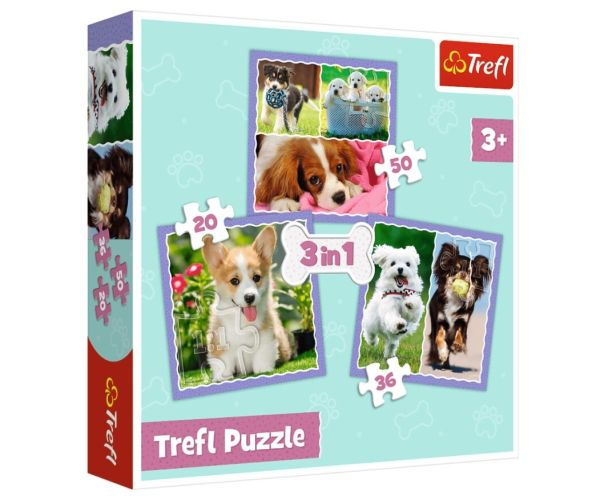 Cuki kutyusok 3 az 1-ben 50-36-20db-os puzzle - Trefl