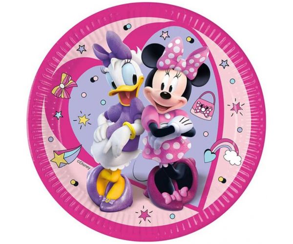 Minnie egér és Daisy mintás rózsaszín papírtányér 8db-os szett 23cm