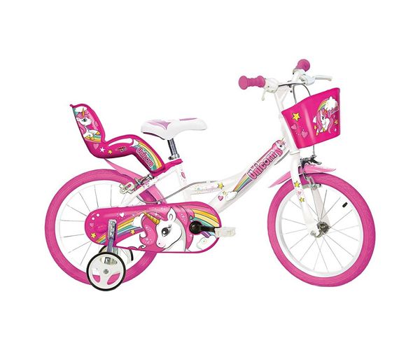 Unikornis rózsaszín-fehér gyerek bicikli 14-es méretben - Dino Bikes kerékpár