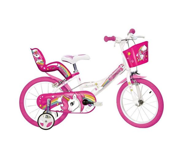Unikornis rózsaszín-fehér gyerek bicikli 16-os méretben - Dino Bikes kerékpár
