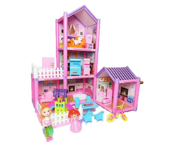 Pink emeletes babaház játékszett