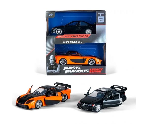 Halálos Iramban: Legacy Series Han’s Mazda RX-7 & Heist Honda Civic fém autómodell szett 1/32 - Jada Toys