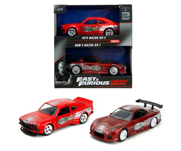 Halálos iramban: Dom Mazda RX-7 és 1974 Mazda RX-3 fém kisautó szett – Jada Toys