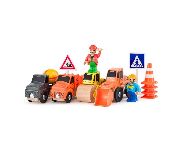 Építőipari járműves játékszett 12db-os - Woodyland