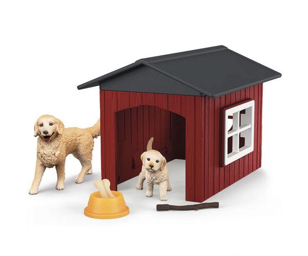 Schleich Farm World – Kutyaház Golden Retriever kutyusokkal játékszett (42722)