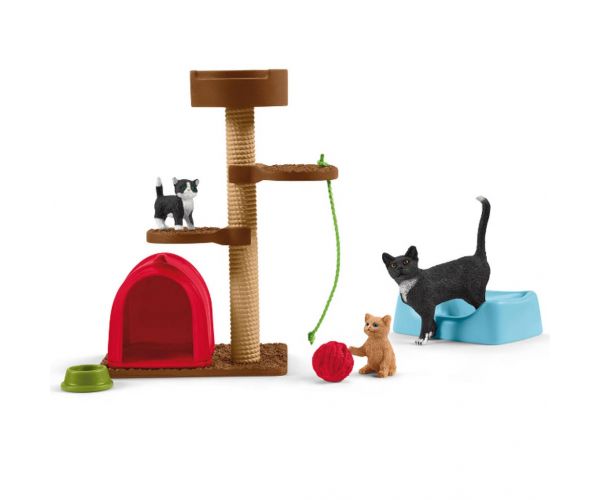 Schleich: Farm World - Játékélmény aranyos cicáknak játékszett (42501)