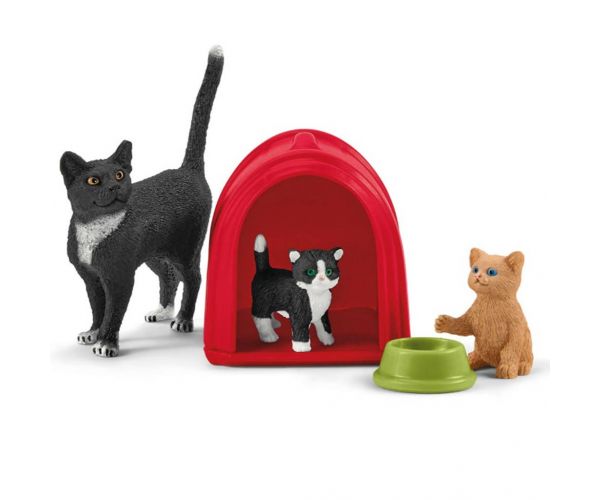 Schleich: Farm World - Játékélmény aranyos cicáknak játékszett (42501)