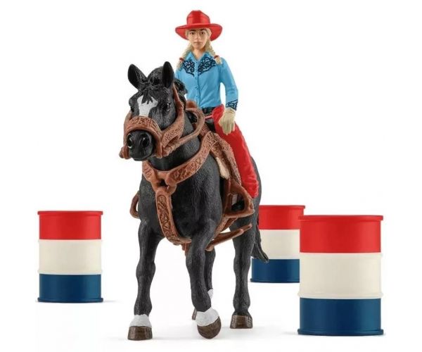 Schleich: Farm World - Hordóverseny cowgirllel játékszett (42576)
