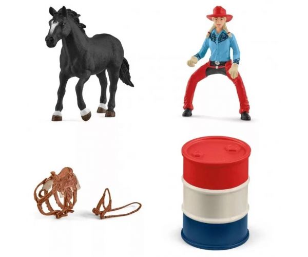 Schleich: Farm World - Hordóverseny cowgirllel játékszett (42576)