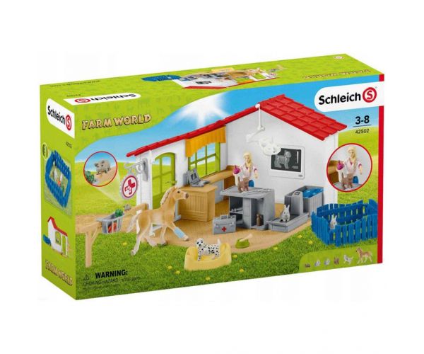 Schleich: Farm World - Állatorvosi rendelő csikóval és háziállatokkal (42502)