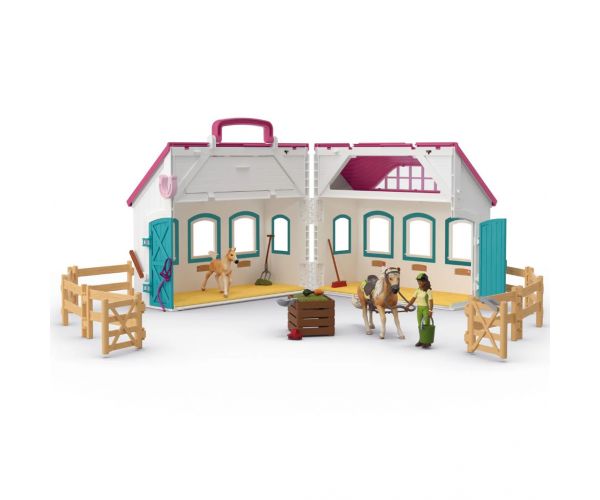 Schleich: Horse Club - Szétnyitható istálló lovakkal játékszett (42703)
